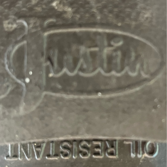 Vintage Justin Black Cowboy Boots Sz 8.5 Made in USA Registered Oil Resistant - Picture 9 of 16